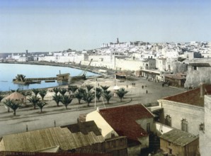 Panoramic view of Sousse, Tunisia, around 1895, Historical, digitally restored reproduction from a