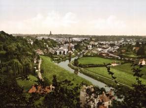 General view, Saint-Lo, Normandy, France, ca 1890, Historical, digitally restored reproduction from