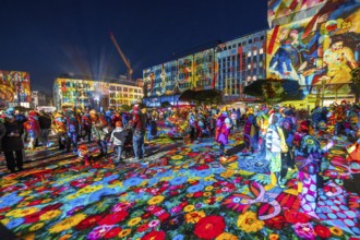 Essen Light Festival, in the city centre, light art on Kennedyplatz, the Berlin artist Daniel