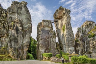 Externsteine, sandstone rock formation. Horn-Bad Meinberg, Teutoburg Forest, North