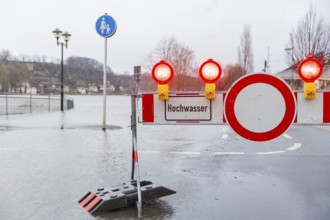 Elbe floods, the Elbe cycle path and the riverside roads of Pirna are flooded, Pirna, Saxony,