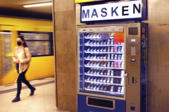 Vending machine with protective masks in a Berlin underground station, 27/04/2020