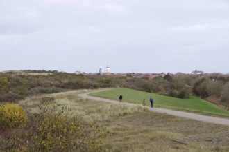 Landscape, dunes, water tower, Lower Saxon Wadden Sea National Park, Langeoog, Lower Saxony,