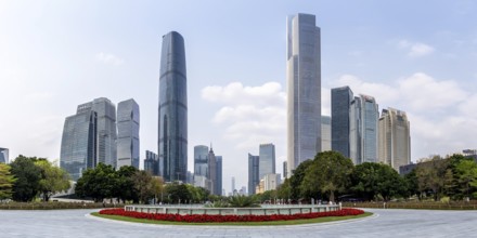 Skyline with skyscrapers panorama city centre downtown in Guangzhou, China, Asia