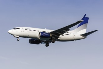 A Boeing 737-700 aircraft of Lumiwings inXaero with the registration SX-LWC at Corfu Airport,