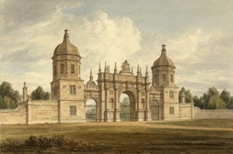 The Entrance to Burleigh park near Stamford, England, digitally restored reproduction of a