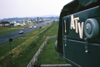 ATV-Fernsehkamera ITV Außenübertragung Motorsportveranstaltung, Goodwood-Rennstrecke Großbritannien