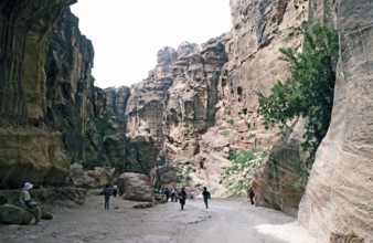 Tourists on their way to the most important archaeological site in Petra, Jordan, 1998, Asia