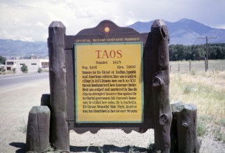 Official landscape marking of the route, Taos, New Mexico, USA 1963