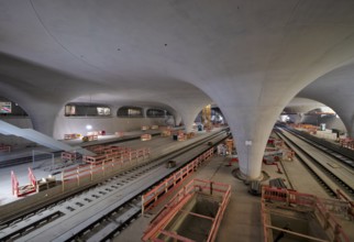 Chalice supports in the cathedral, platform 3, construction site, construction material, Stuttgart