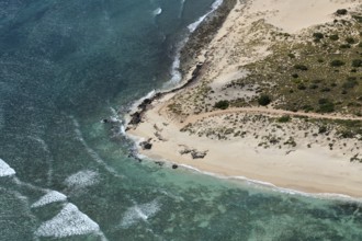 Beach at Ningaloo Reef, aerial view, Cape Range National Park, near Exmouth, Western Australia,