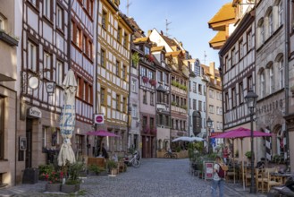 Half-timbered houses in the historic Weißgerbergasse in Nuremberg, Bavaria, Germany, Europe