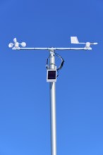 Meteorological instrument for measuring wind conditions under a blue sky, Wasserkuppe, Gersfeld,