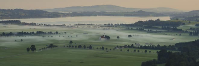 Pilgrimage church of St Coloman, Forggensee, Schwangau, Schwanengau plain, Königswinkel, Ostallgäu,