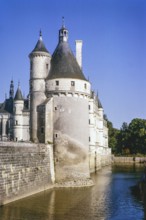 Historic architecture of Chateau Chenonceaux, River Le Cher, Loire Valley, France 1964