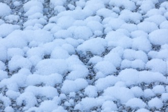 Isar valley in winter at temperatures of minus 18 degrees Celsius. Snow covered landscape with the