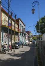 La Boca, Buenos Aires, Argentina, colourfully painted houses in the harbour district around the El