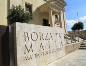 Stock Exchange building in former Garrison Chapel, Castille Square, Valletta, Malta, Europe