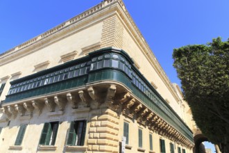 Balcony running along side of Grand Master's Palace building in Valletta, Malta, Europe