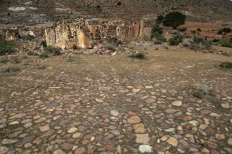 Abandoned farmhouse building near Presillas Bajas, Cabo de Gata national park, Almeria, Spain,