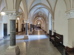 Town hall, interior view, old building built by the city architect Ludwig Winter in the neo-Gothic