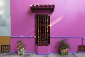 Scenic colorful streets of Cartagena in historic Getsemani district near Walled City, Ciudad