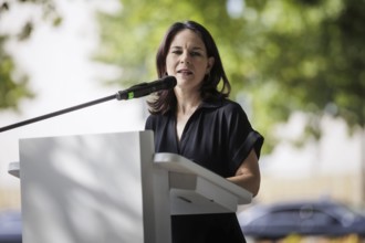 Annalena Bärbock (Bündnis 90/Die Grünen), Federal Foreign Minister, pictured at a commemorative