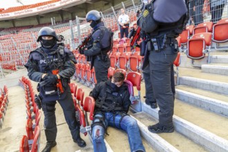 Baden-Württemberg police anti-terror exercise in the stadium. In the run-up to the European