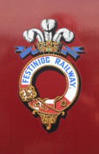 Ffestiniog railway logo sign symbol, Gwynedd, north west Wales, UK