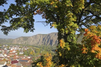 View from Ebernburg to Rotenfels and Bad Münster am Stein-Ebernburg, mountain, cliffs, rocks,