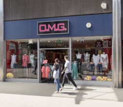 O.M.G shop store in Regent Street, town centre of Swindon, Wiltshire, England, UK