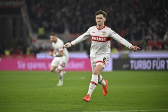 Goal celebration Angelo Stiller VfB Stuttgart (06) MHPArena, MHP Arena Stuttgart,