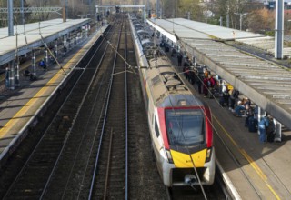 Greater Anglia, British Rail Class Stadler 755 bi-modal multiple unit passenger train arriving at