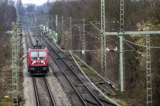 Emschertalbahn, railway line for freight transport, freight train, near Essen, North