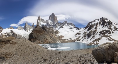 Lagoon de los Tres in front of Mount Fitz Roy, Laguna de los Tres Trail, Mount Fitz Roy, El