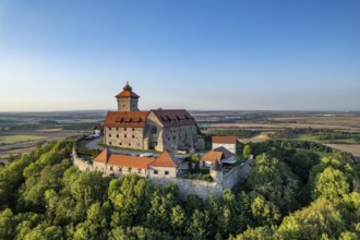 Veste Wachsenburg seen from the air, Amt Wachsenburg, Thuringia, Germany, Europe