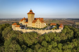 Veste Wachsenburg seen from the air, Amt Wachsenburg, Thuringia, Germany, Europe