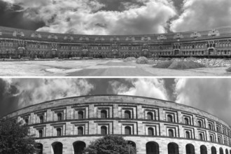 Exterior and interior view of the Congress Hall, unfinished National Socialist monumental building