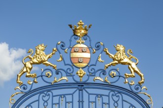 Alvensleben coat of arms on the Tor tor in the baroque garden of Hundisburg, Haldensleben,