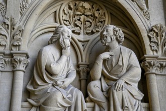 Entrance portal of the Gothic Saint-Étienne Cathedral, detail, St Stephen's Cathedral, Metz, Grand