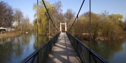 The Mattenklodtsteg pedestrian and cycle bridge over the River Lippe, Lippstadt, North