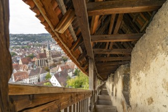 View of Esslingen am Neckar, Baden-Württemberg, Germany from the city wall of the castle