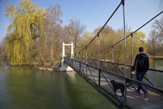 The Mattenklodtsteg pedestrian and cycle bridge over the River Lippe, Lippstadt, North