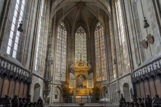 Altar in the interior of the parish church of St Dionys in Esslingen am Neckar, Baden-Württemberg,