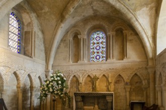 Norman sanctuary architecture inside church of Saint John the Baptist, Devizes, Wiltshire, England,