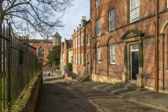 Historic buildings of Christ's Hospital Terrace, city of Lincoln, Lincolnshire, England, UK