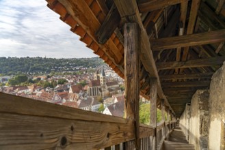 View of Esslingen am Neckar, Baden-Württemberg, Germany from the city wall of the castle