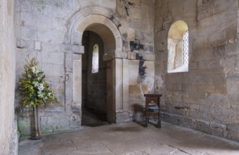 Bradford-on-Avon, Anglo-Saxon village church of St Lawrence, interior, view to the choir niche