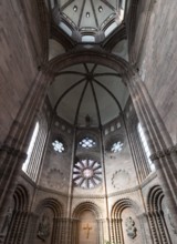 Worms, St Peter's Cathedral, west choir with round windows, view into the tower