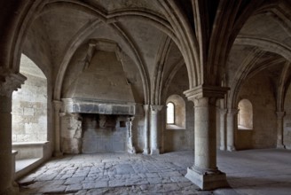 Cistercian monastery founded in 1144, church built 1175-1220, monks' hall or warming room also used